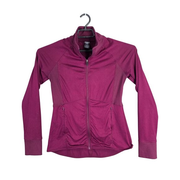 Womens C9 Champion Burgundy Jacket Full Zip Long Sleeve Mock Neck Stretch Size S - Picture 1 of 8